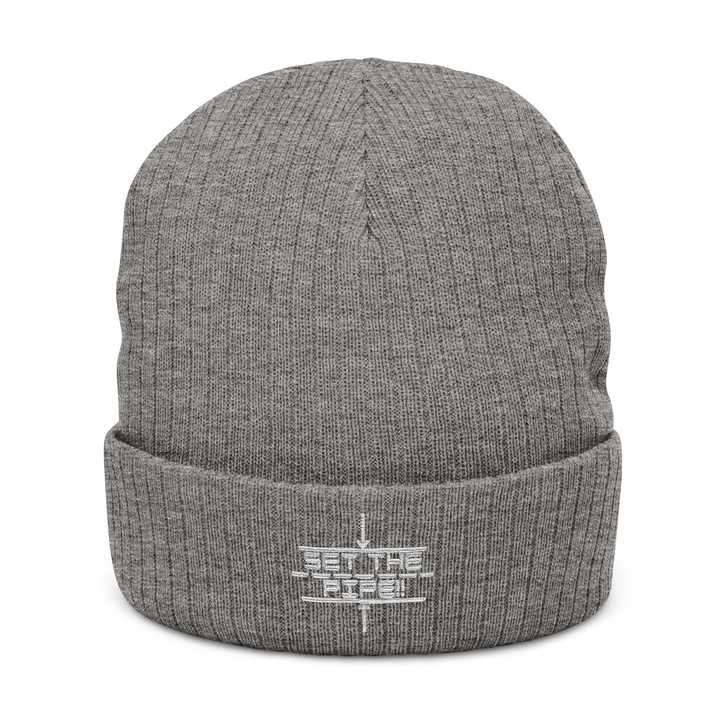 SET THE PIPE!! Embroidered Ribbed Knit Beanie