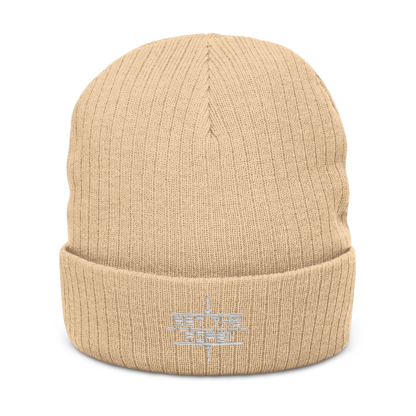 SET THE PIPE!! Embroidered Ribbed Knit Beanie
