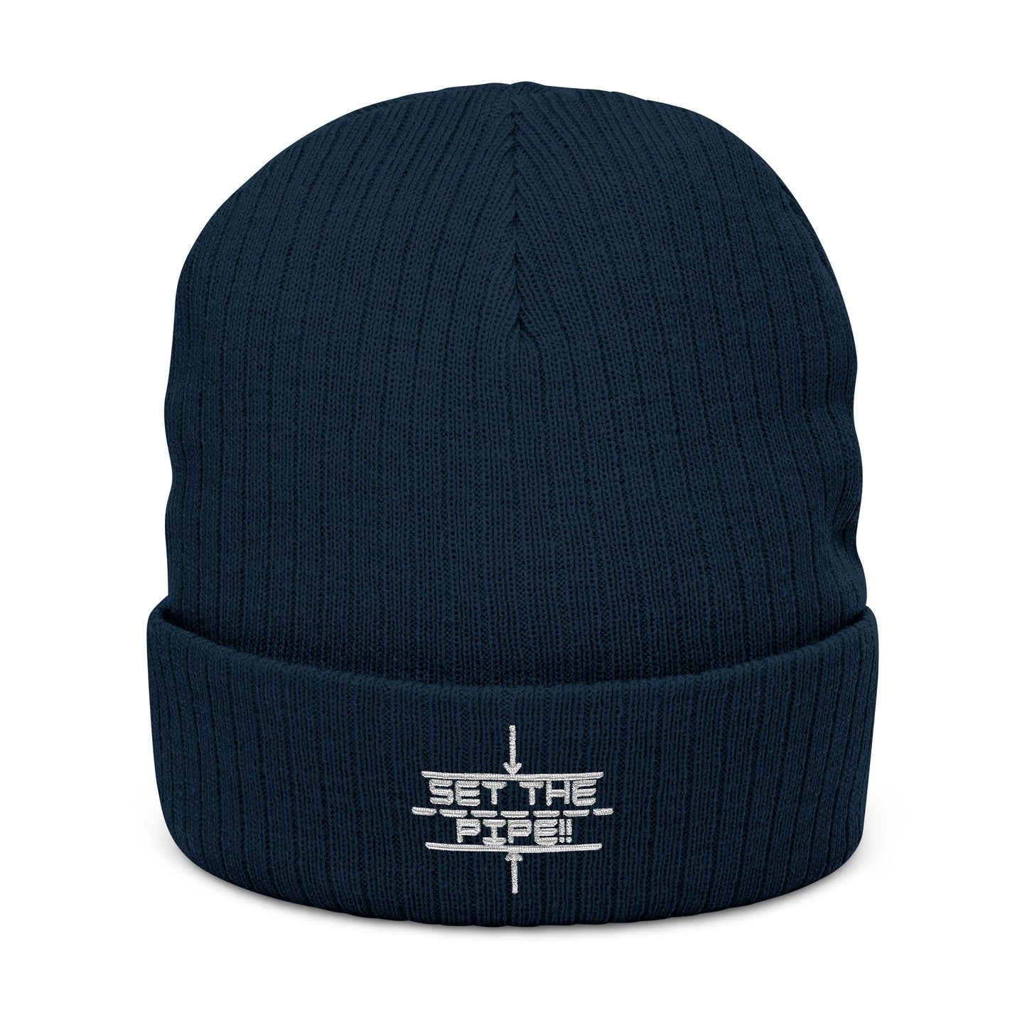 SET THE PIPE!! Embroidered Ribbed Knit Beanie