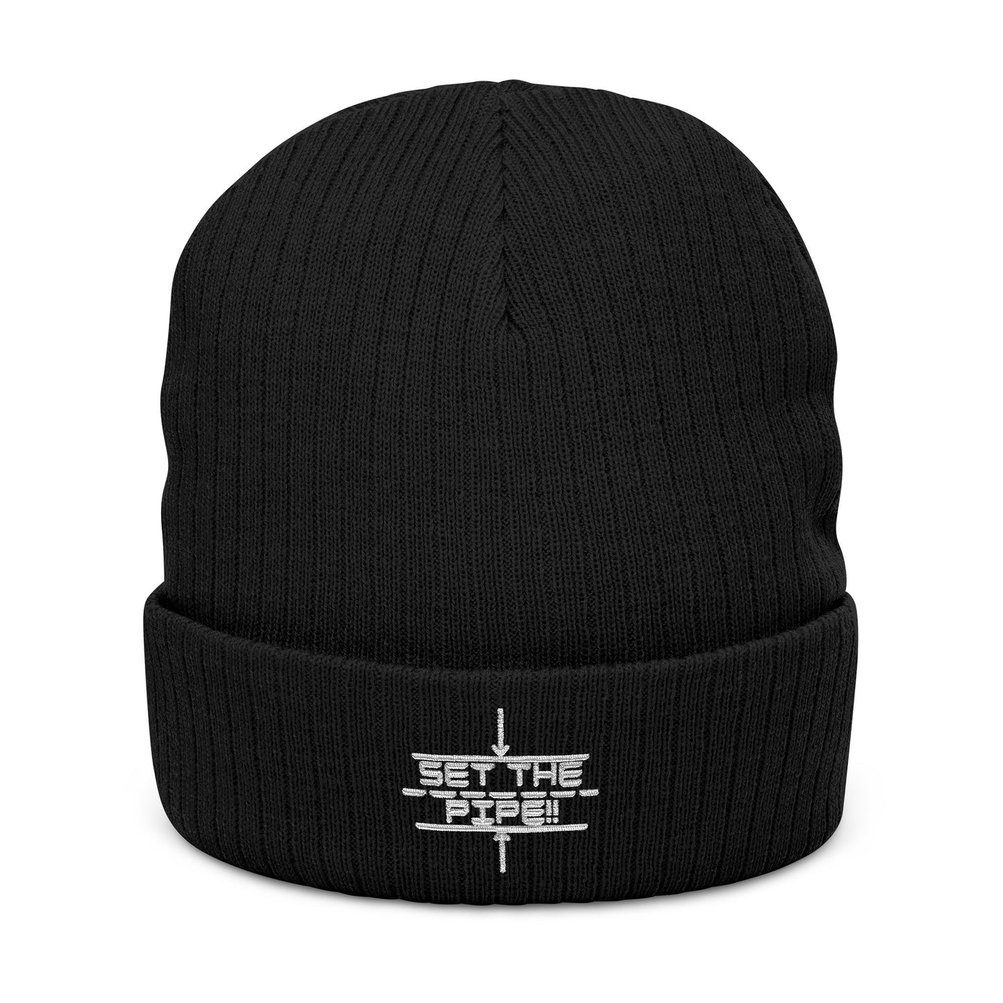 SET THE PIPE!! Embroidered Ribbed Knit Beanie