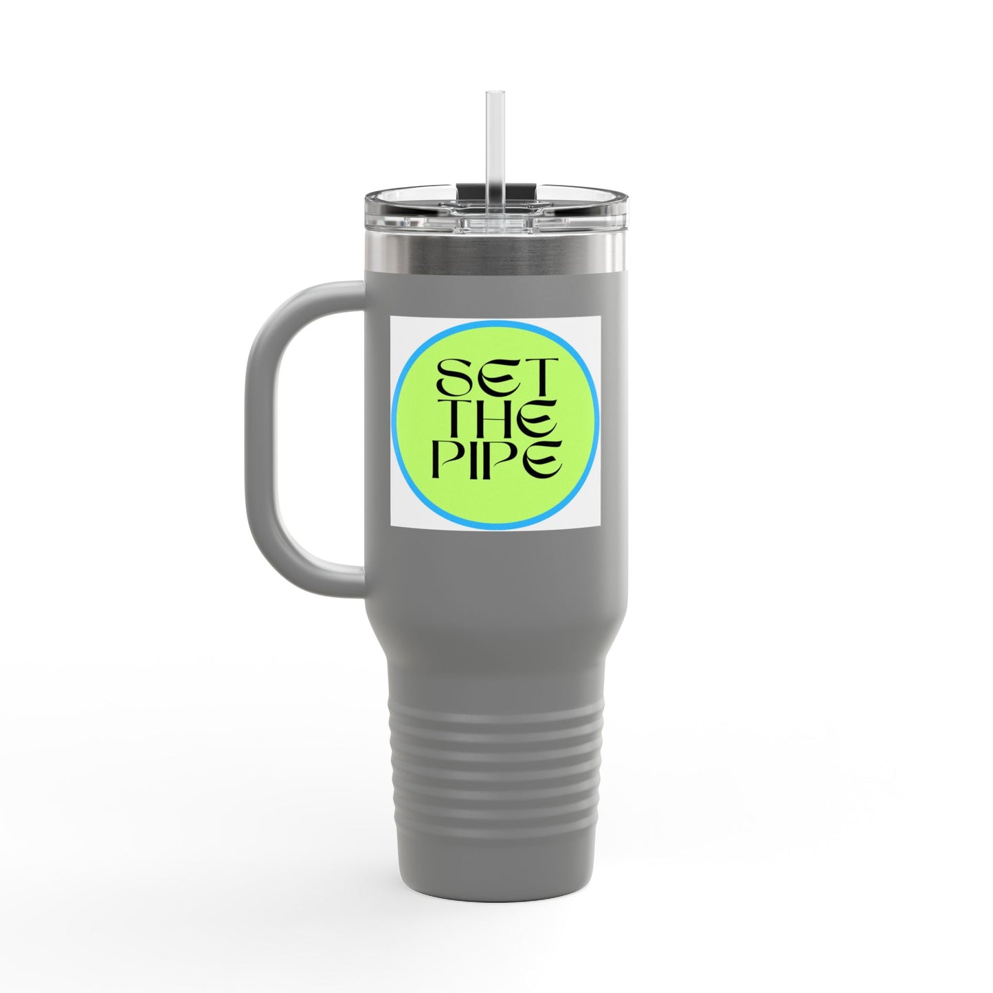SET THE PIPE!! Insulated Travel Mug with QR Design, Perfect for Coffee Lovers, Gifts for Him or Her