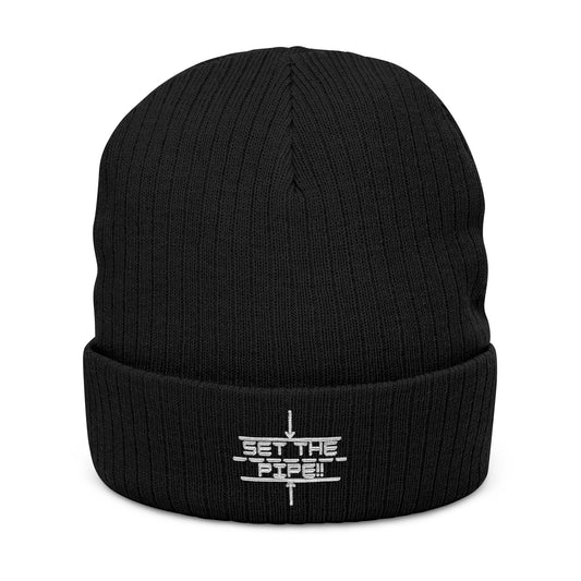 SET THE PIPE!! Embroidered Ribbed Knit Beanie